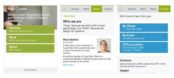 Final Fuzzy Math mobile site design
