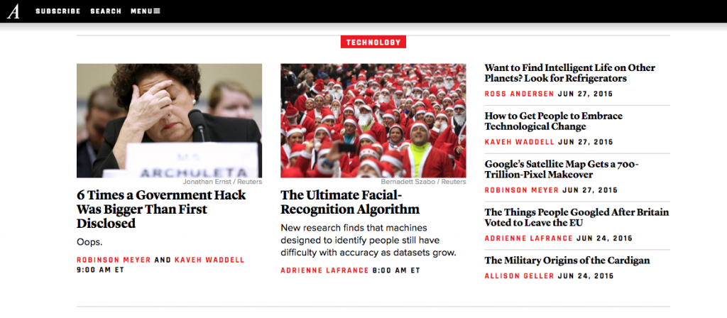 The Atlantic's home page uses meaningful headings to organize page content.