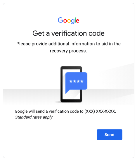 A screenshot of instructions from Google's password recovery screen which is similar to other safer products, including 