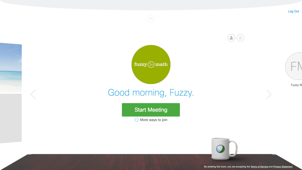 Webex welcome screen