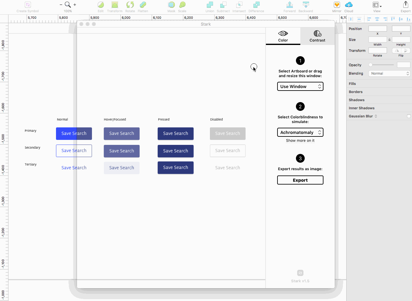 Select two layer in your Sketch file to compare their contrast and readability levels