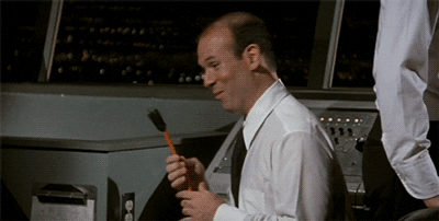 Johnny from the movie Airplane plugging a cord back in.