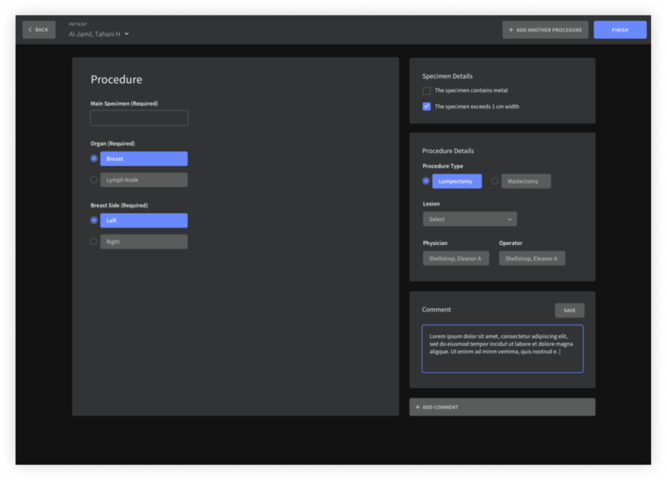 Information collecting frame of Clarix software 