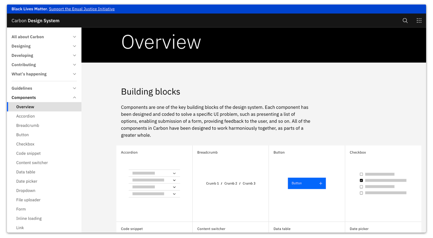 UX Design System - IBM Carbon Screenshot