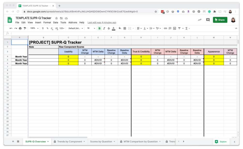 SUPR-Q Tracker Template - Google Sheets