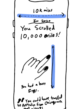 doodle of how many miles scrolled on your phone in a year