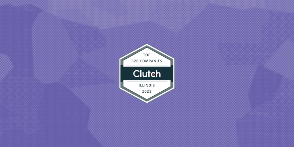 Clutch.co badge for Top B2B Companies in Illinois for 2021 on purple background