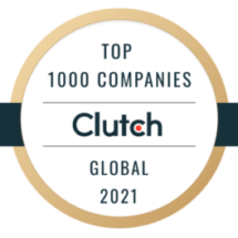 Clutch award for the top 1000 best B2B service providers around the world in 2021