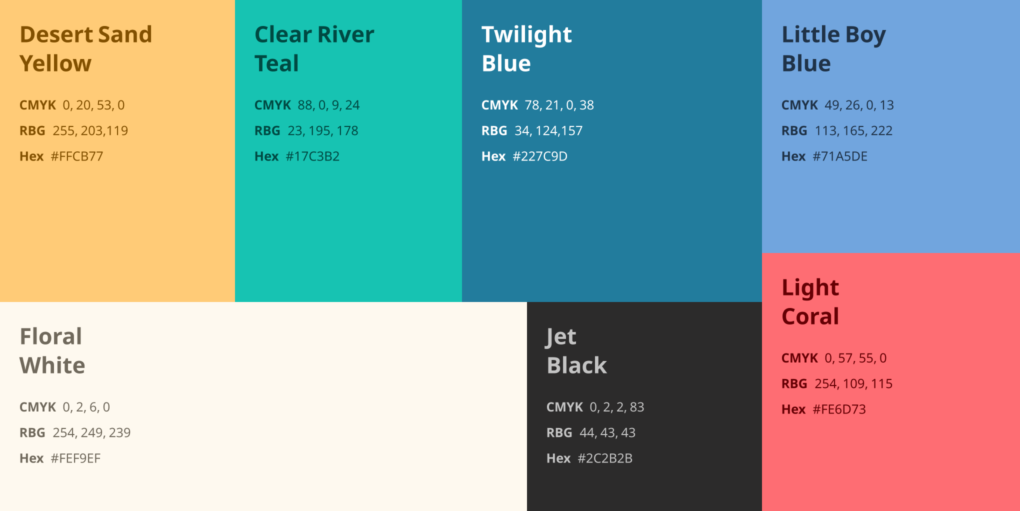 Color palette with seven colors