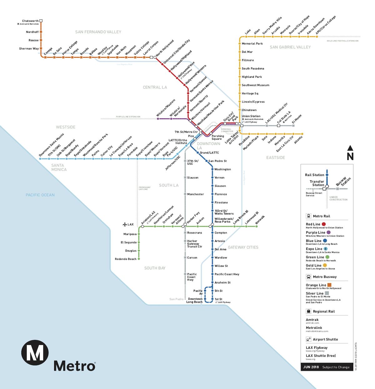 Map of LA's public transit. It is quite scarce