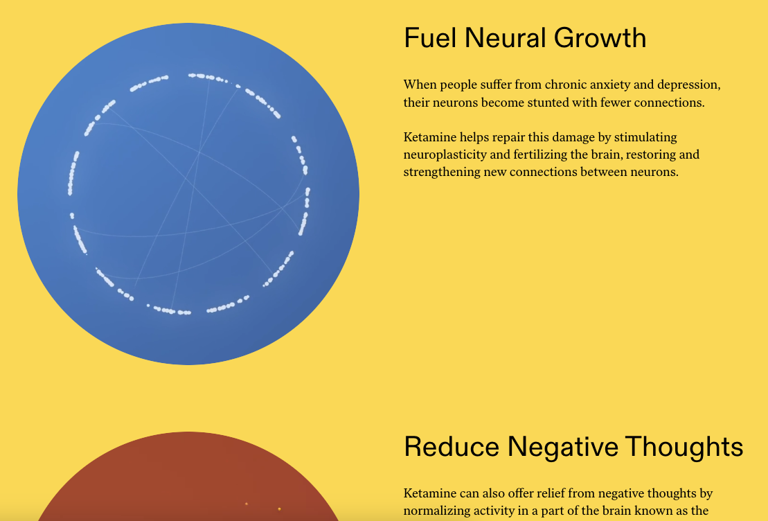 Mindbloom UI showing use of the color yellow with pops of color