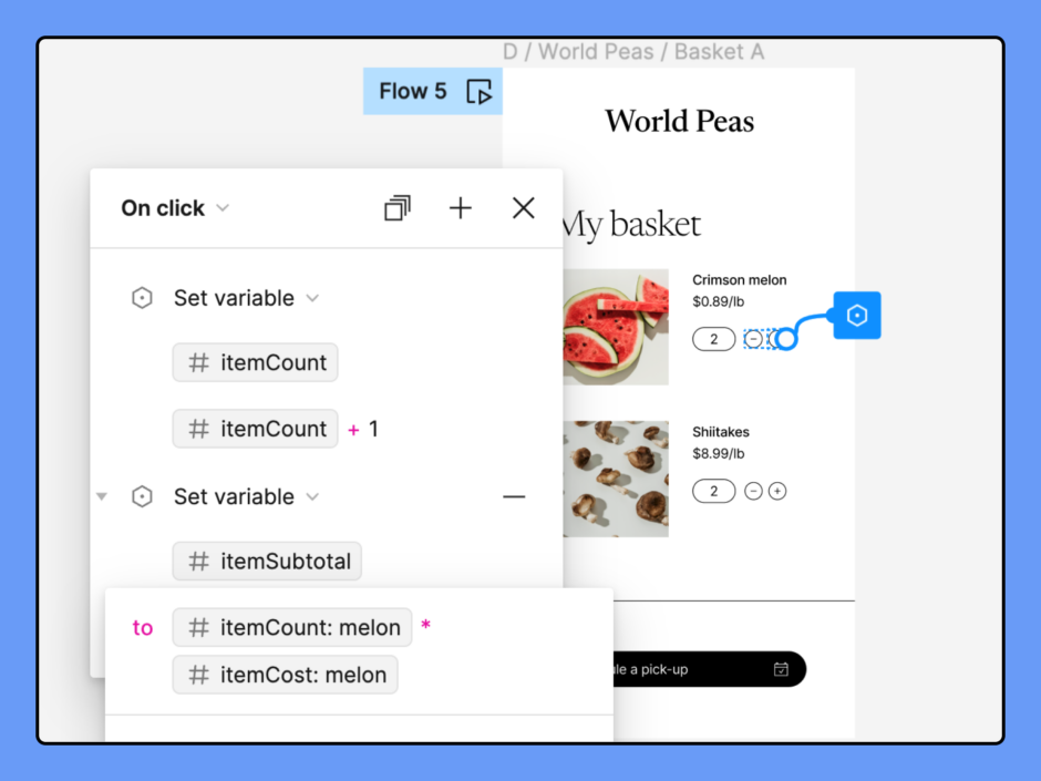 A screenshot of figma showing the new variants